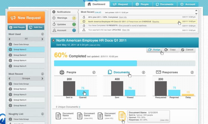 Screenshot from Affirmify: the main dashboard