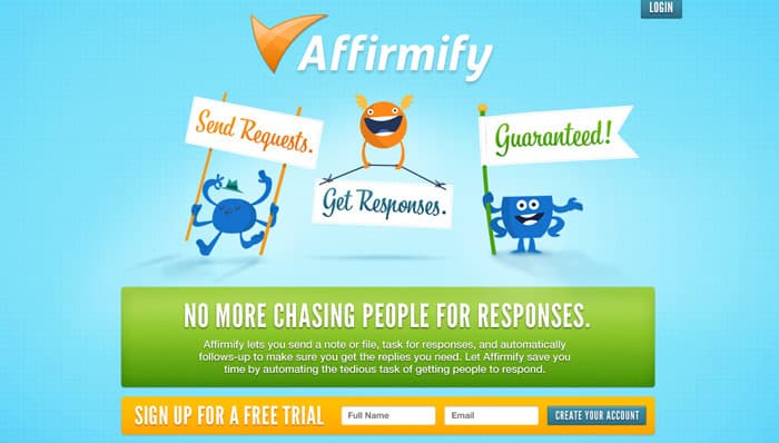 Screenshot from Affirmify: the home page