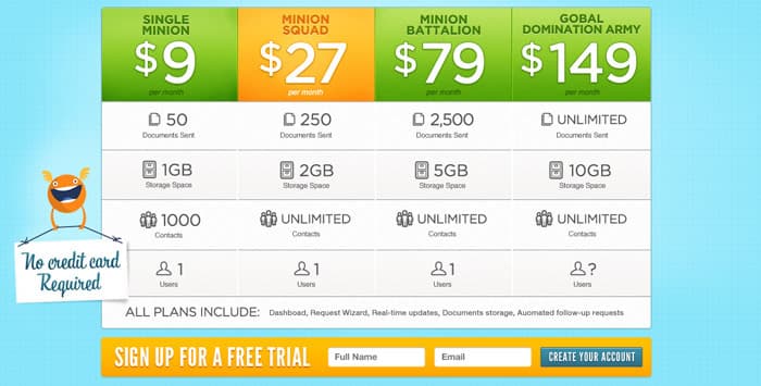 Screenshot from Affirmify: the pricing page