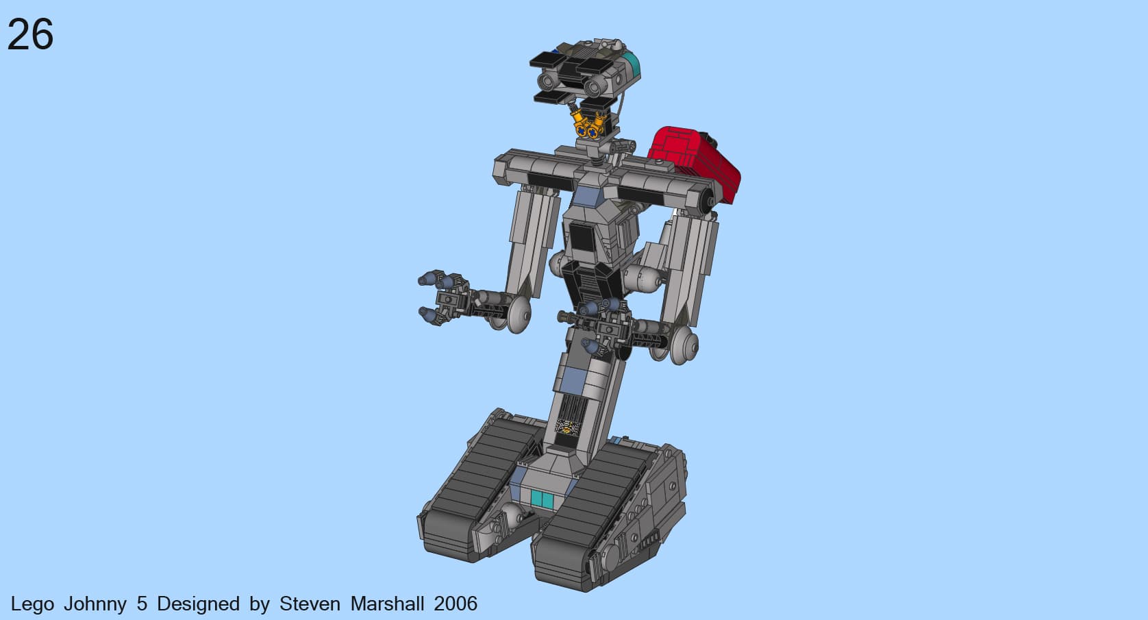 Screenshot from LEGO Johnny 5: the final step of the instructions