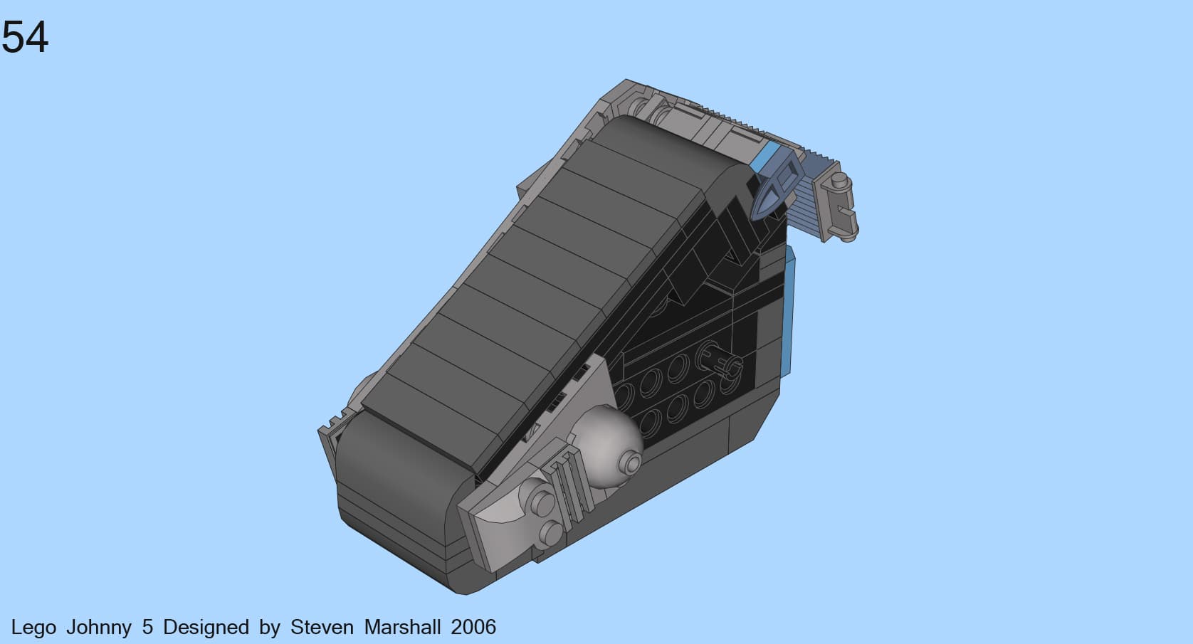 Screenshot from LEGO Johnny 5: instructions for the finished left track