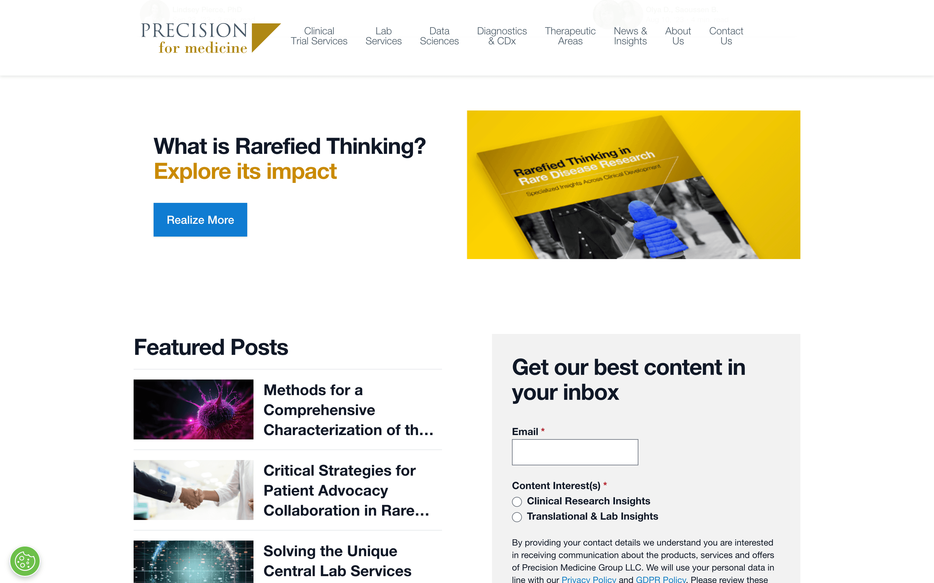 Screenshot from Precision for Medicine: the blog below the fold