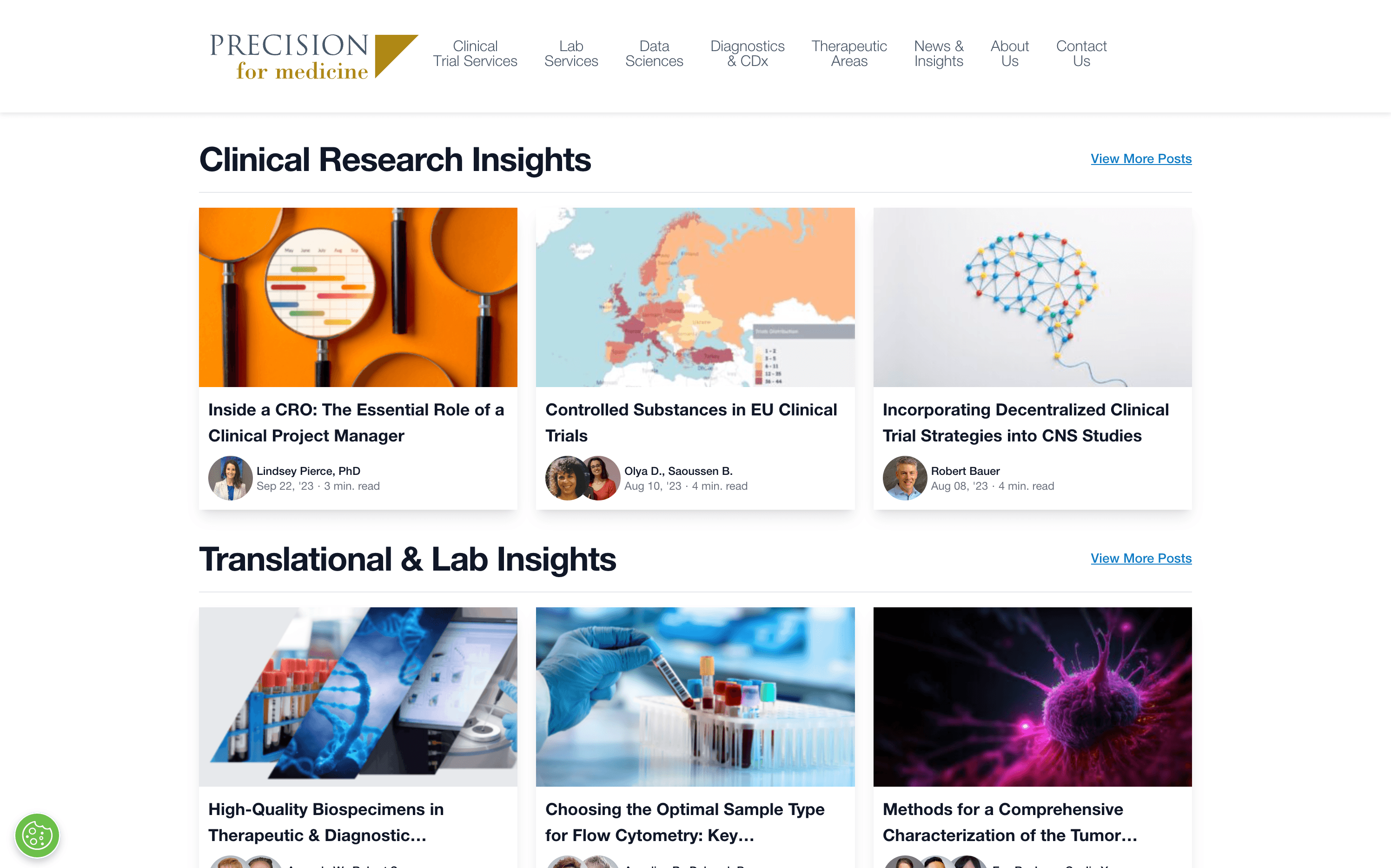 Screenshot from Precision for Medicine: blog posts by category